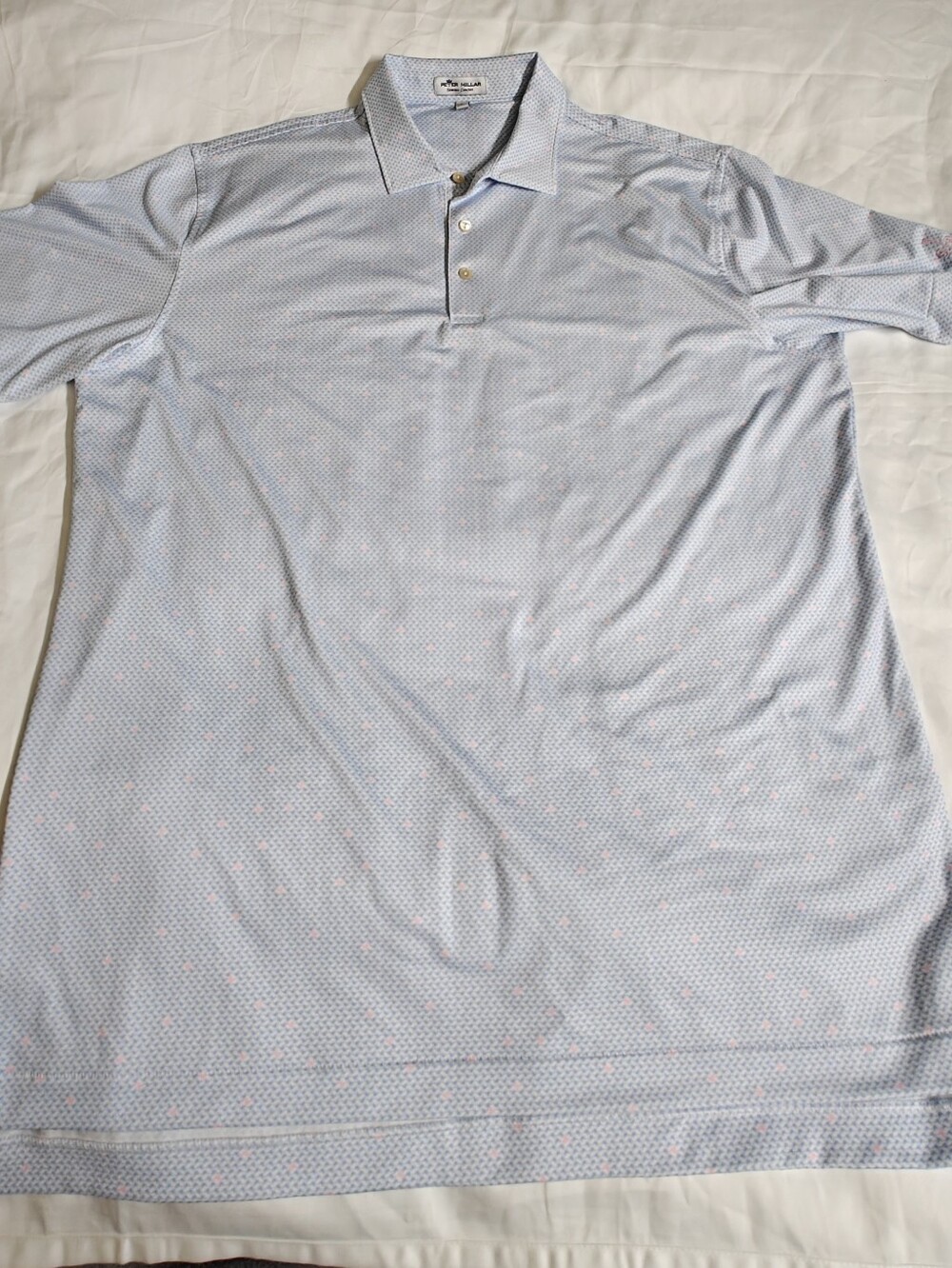 Peter Millar Light Blue Printed Performance Polo